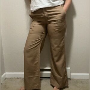 Lauren Ralph Lauren Light Brown Wide Leg Trousers Lyocell Cotton Size 8